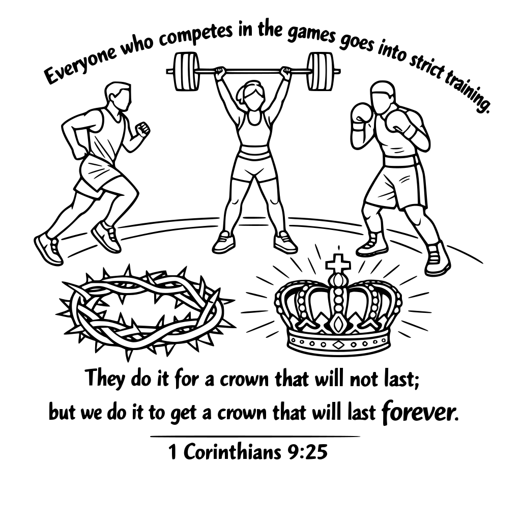 Everyone who competes in the games goes into strict training. They do it for a crown that will not last; but we do it to get a crown that will last forever. 1 Corinthians 9:25