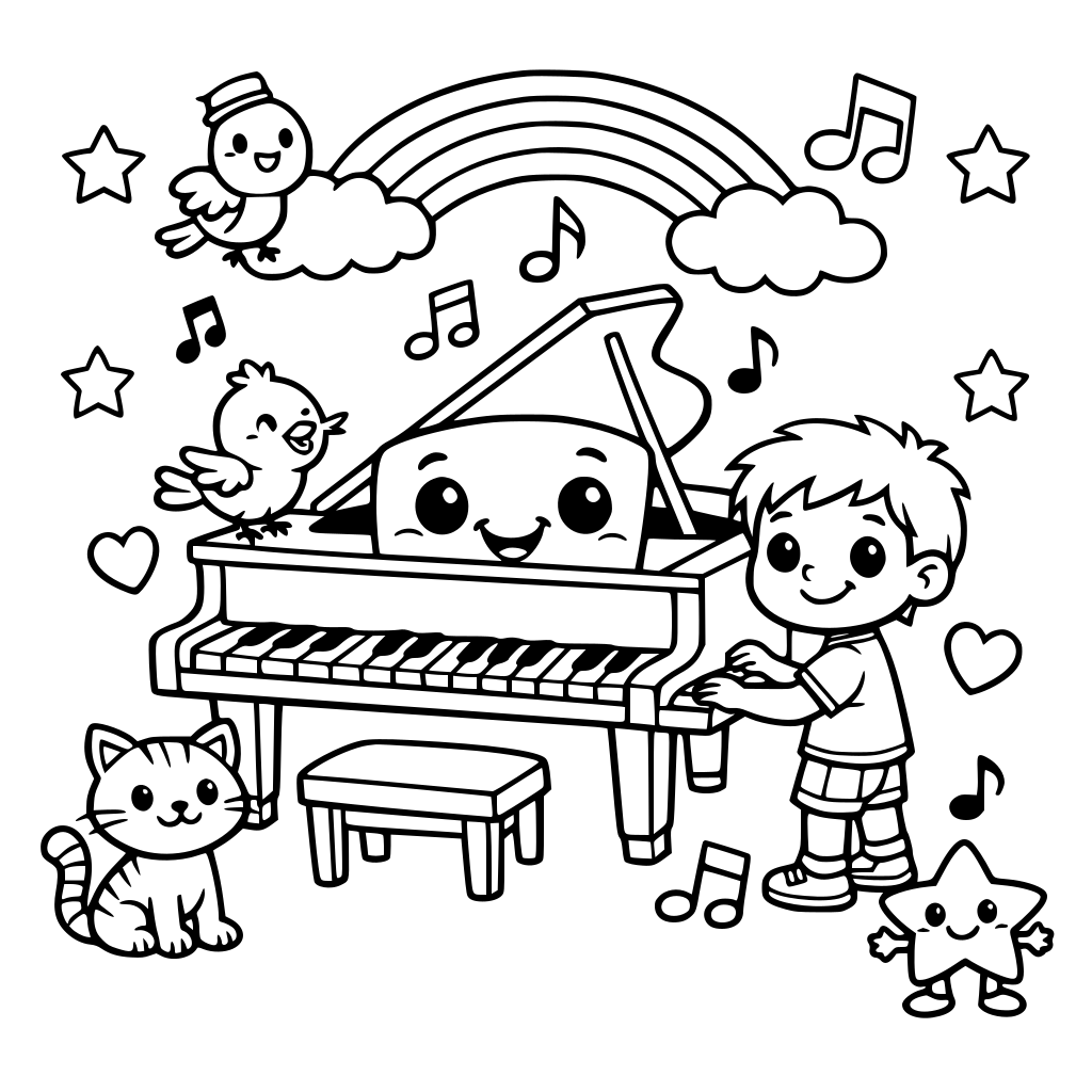 libro de colorear de piano para niños