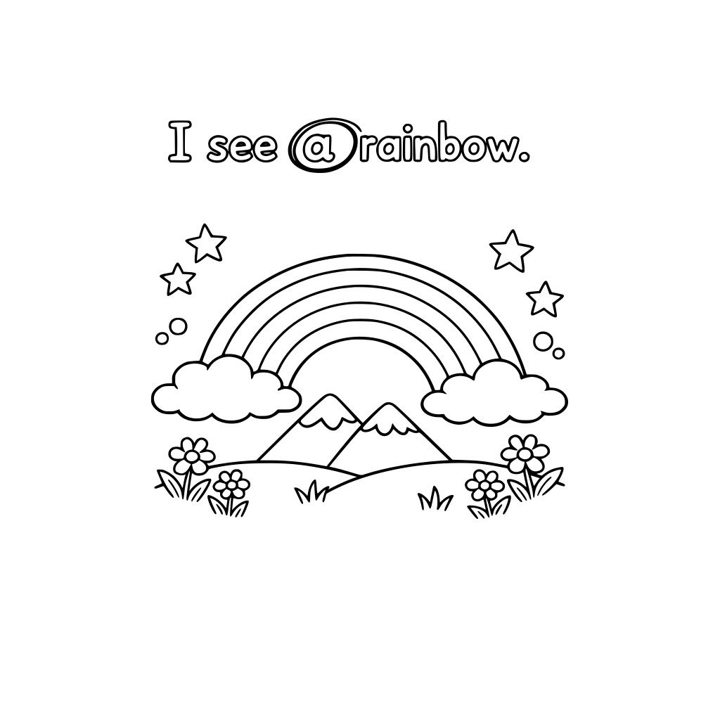 Sentence: “I see a rainbow.” • Trace sentence • Circle the word “see” • Color the picture