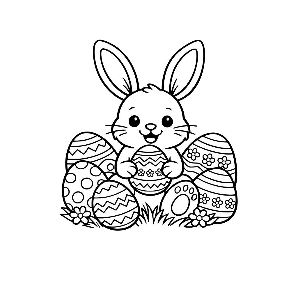 easter bunny with easter eggs