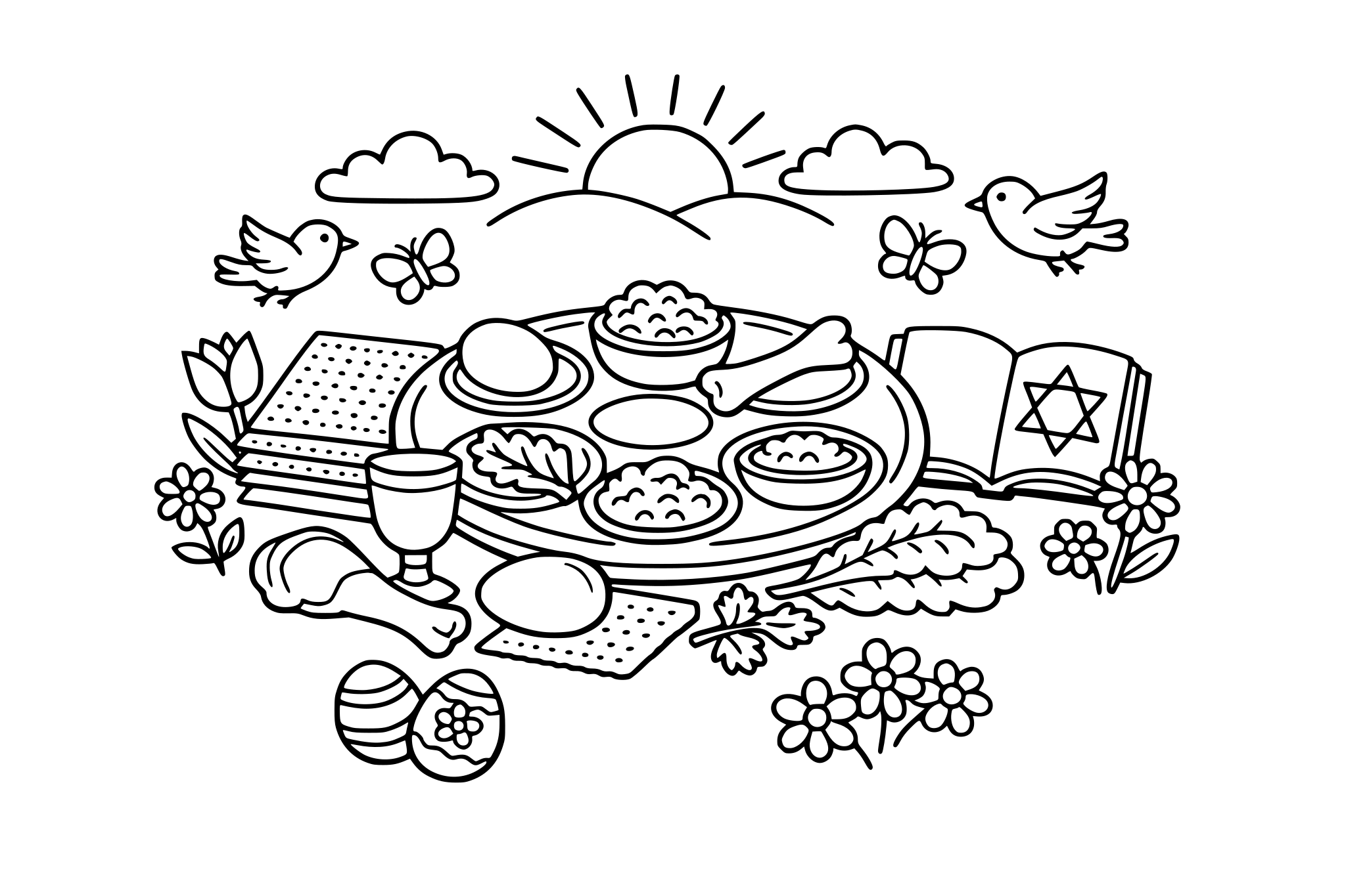 Spring and passover coloring book