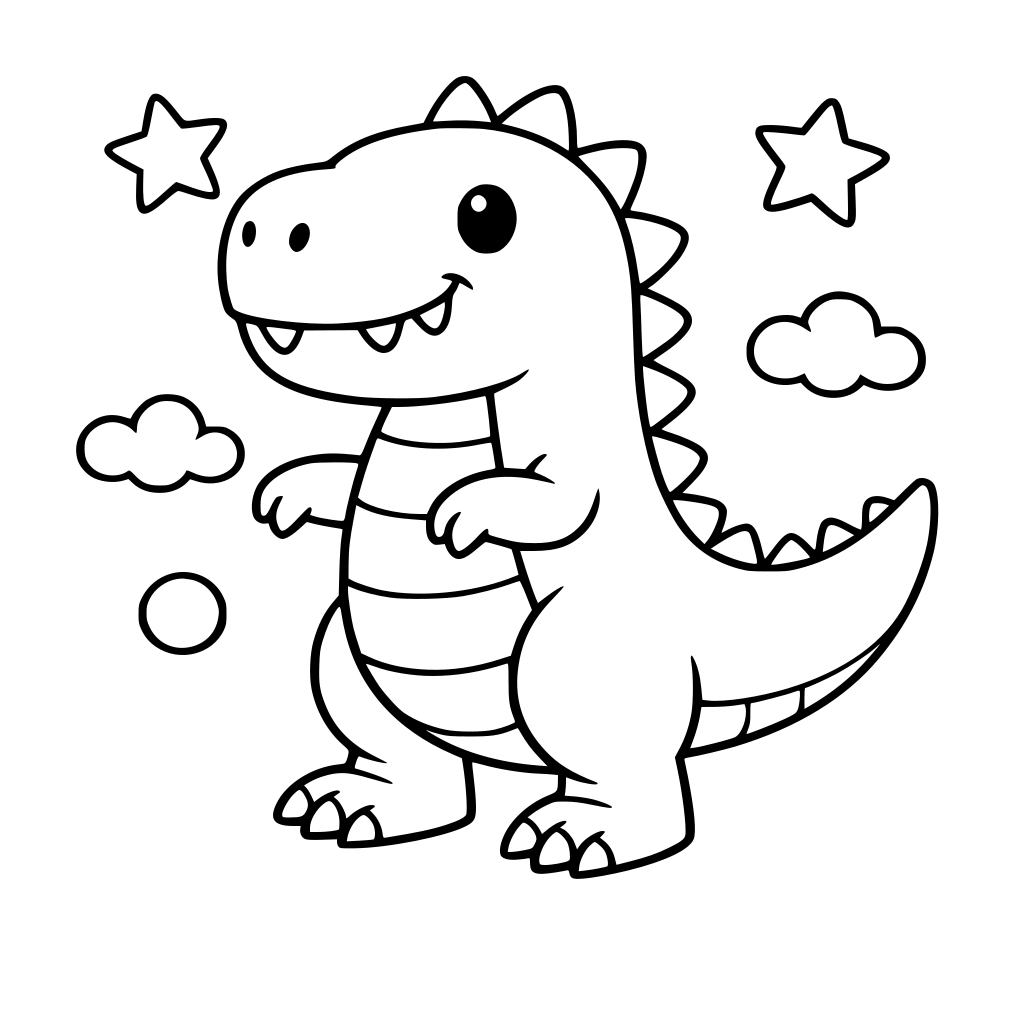 create a simple dinosaur to color