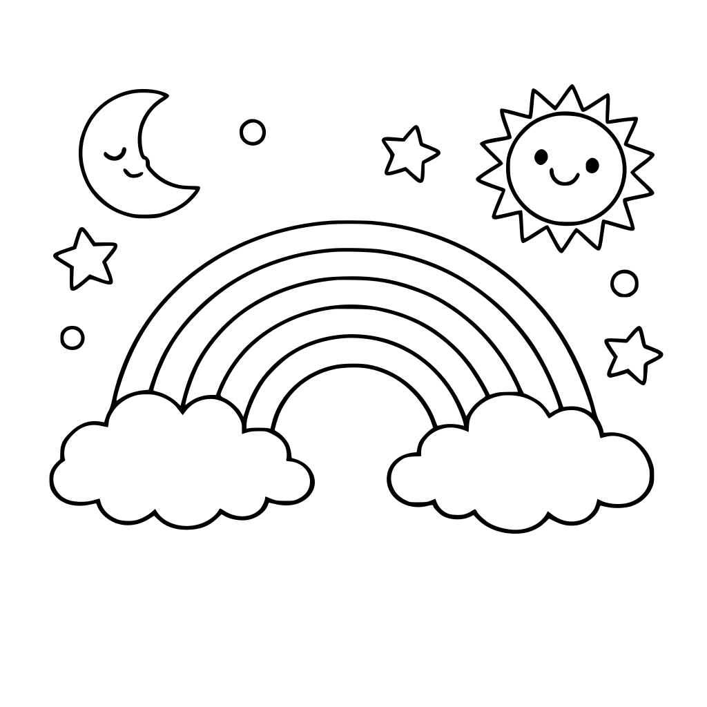 picture of of rainbow for kids to color