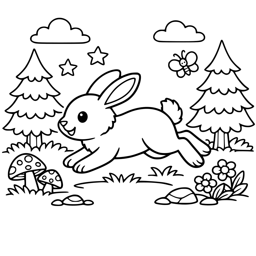 A running rabbit in the forest