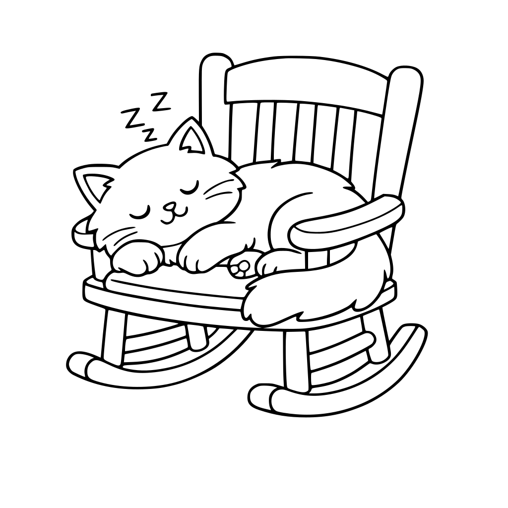 a sleepy cat laying in a rocking chair