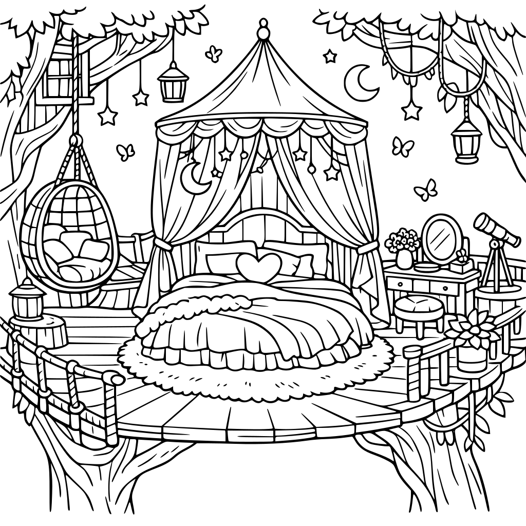 A jungle treehouse aesthetic fantasy master bedroom for girls & women