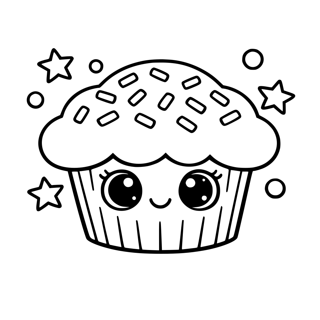 en muffins med söta ögon och strössel