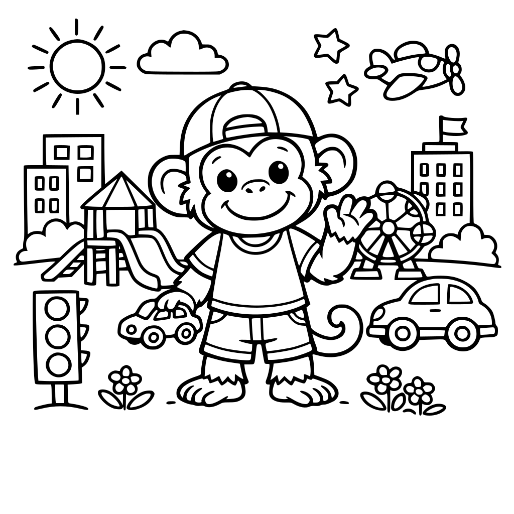 Un chimpancé en una gran ciudad para niños de 3 a 6 años