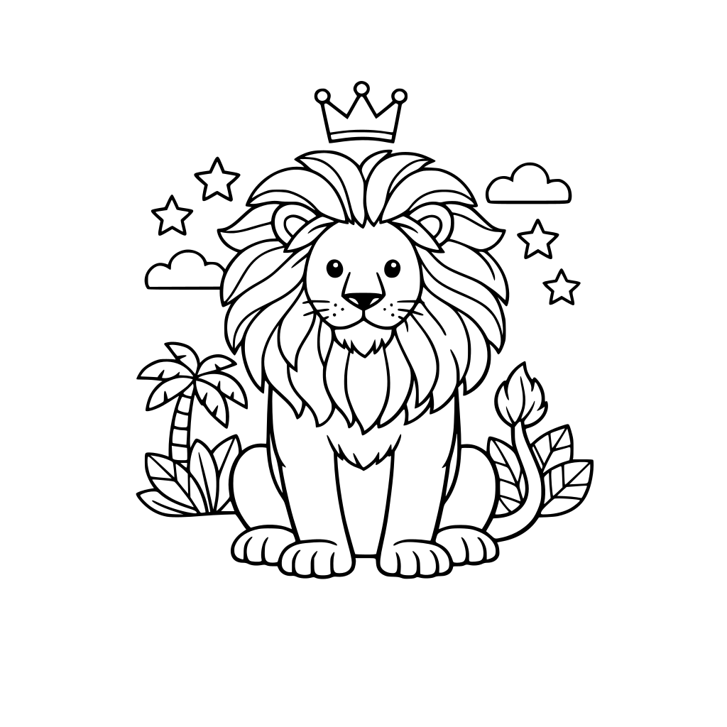 “The lion is the king of the jungle. Can you color his big golden mane?”