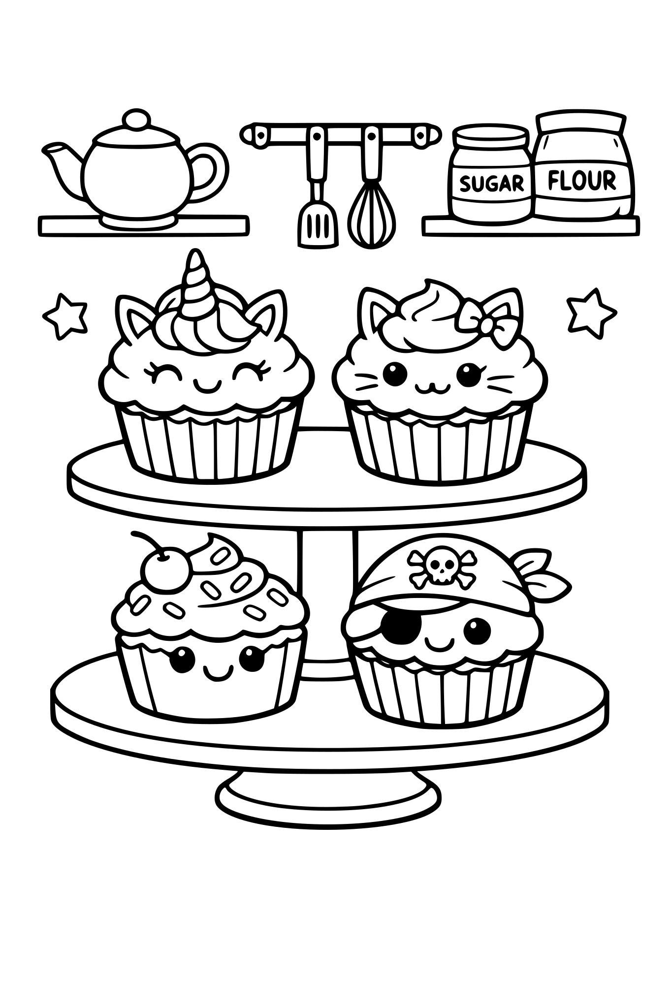 Cute cupcakes in a bakery shop