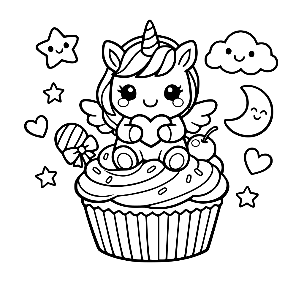 Coloring book kawaii