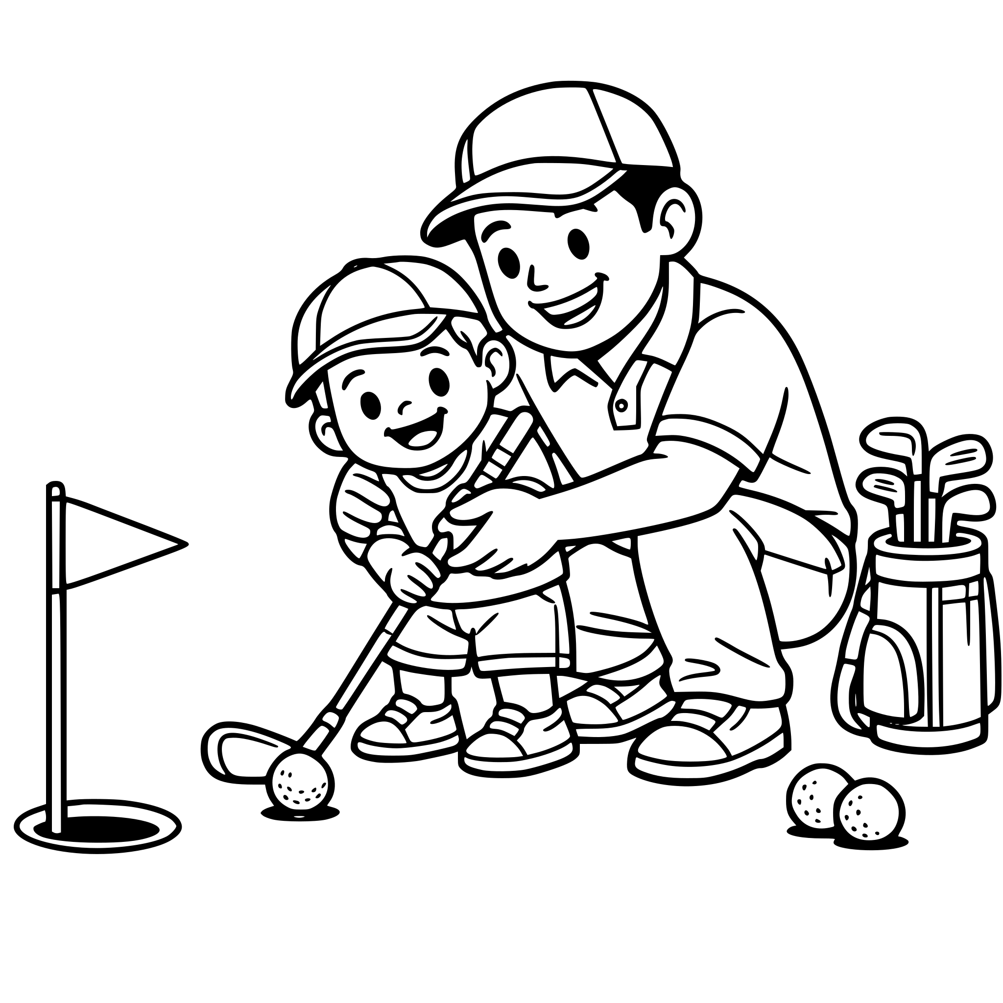 baby boy with dad playing golf