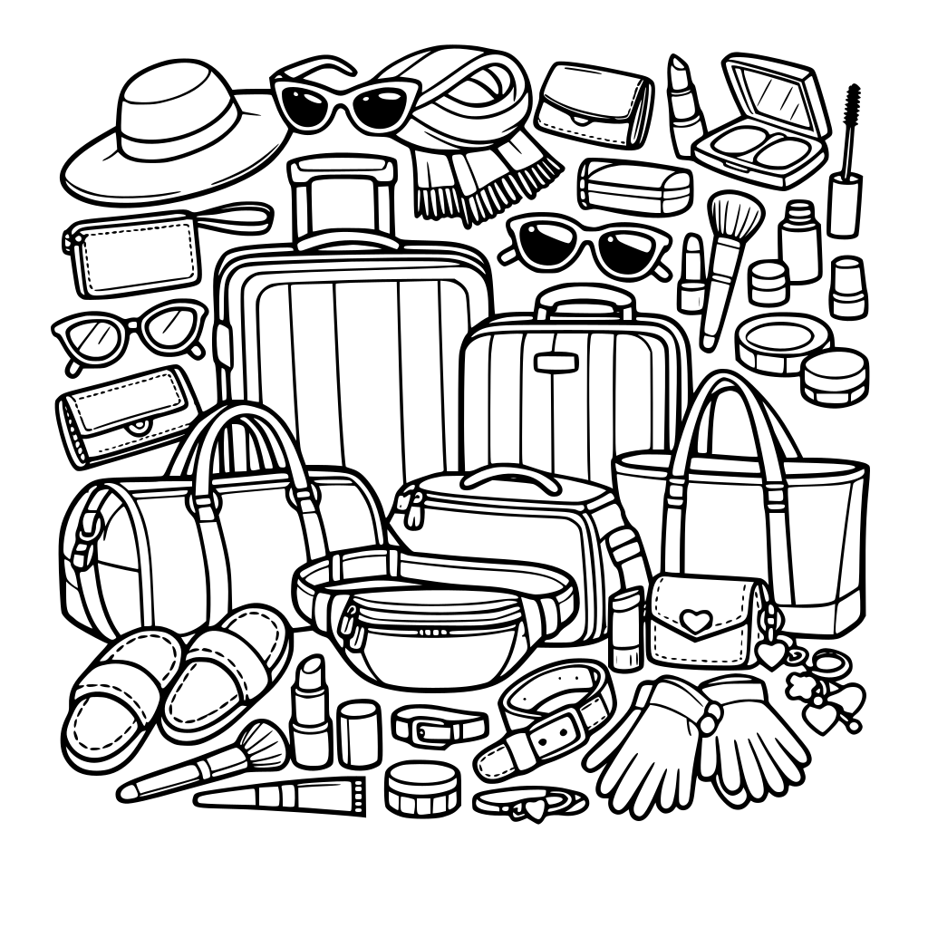 WRISTLET SLIPPERS SUITCASE SCARVES MASCARA FANNY PACK EYEGLASSES SUNGLASSES CARRY-ON LIPSTICK LUGGAGE CONTOUR PACKING GLOVES WALLET CHARMS DUFFLE PURSES MAKEUP TOTES BELTS BLUSH BRUSH BAGS HATS