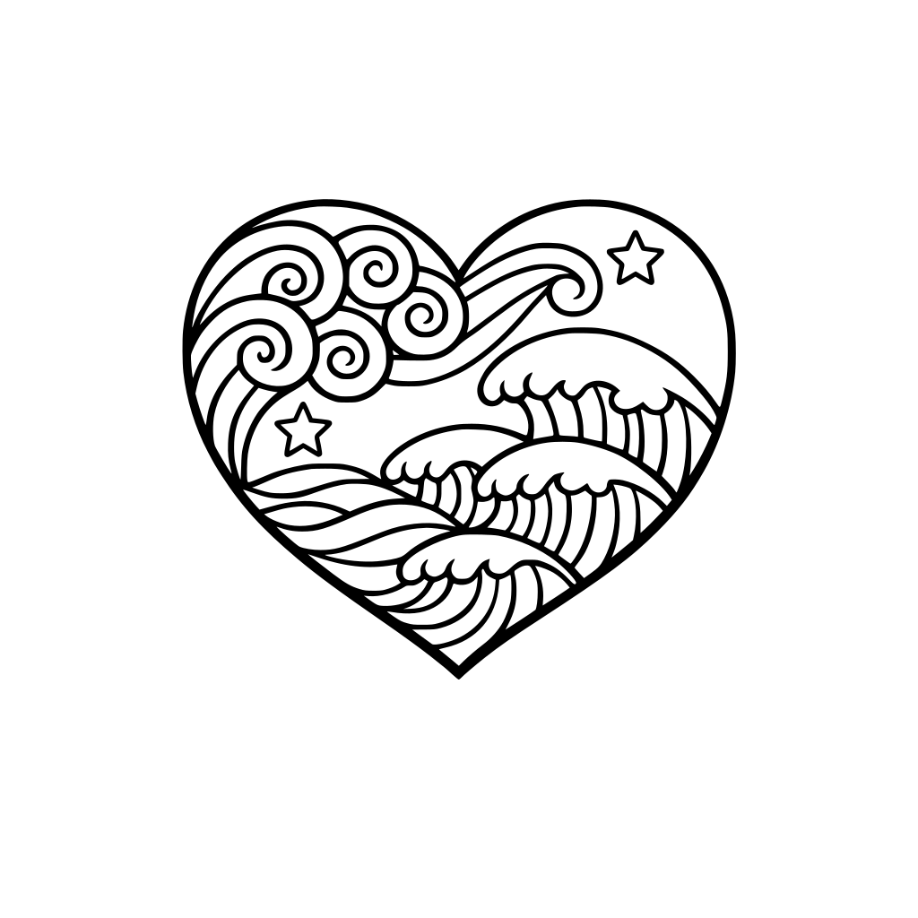 A heart with swirls and waves inside the heart shape