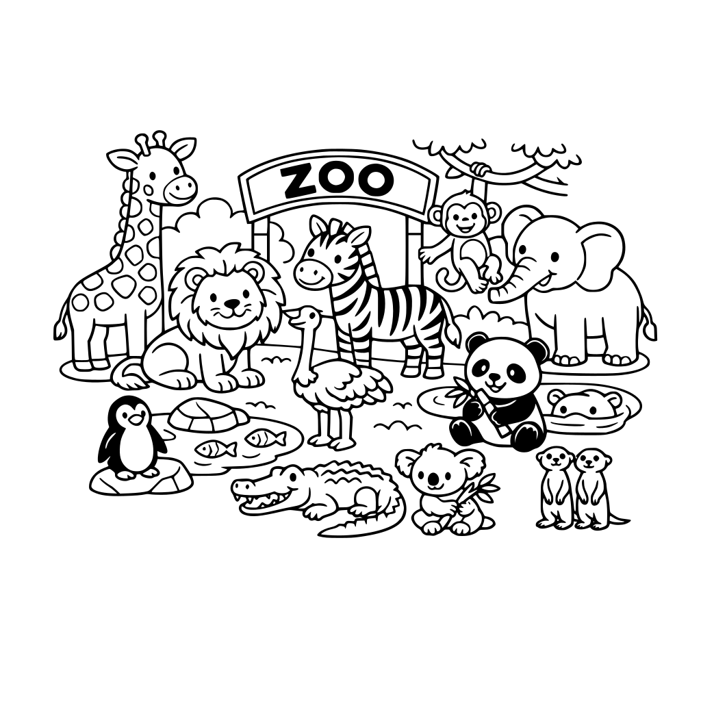 Ein Zoo mit vielen Tieren.