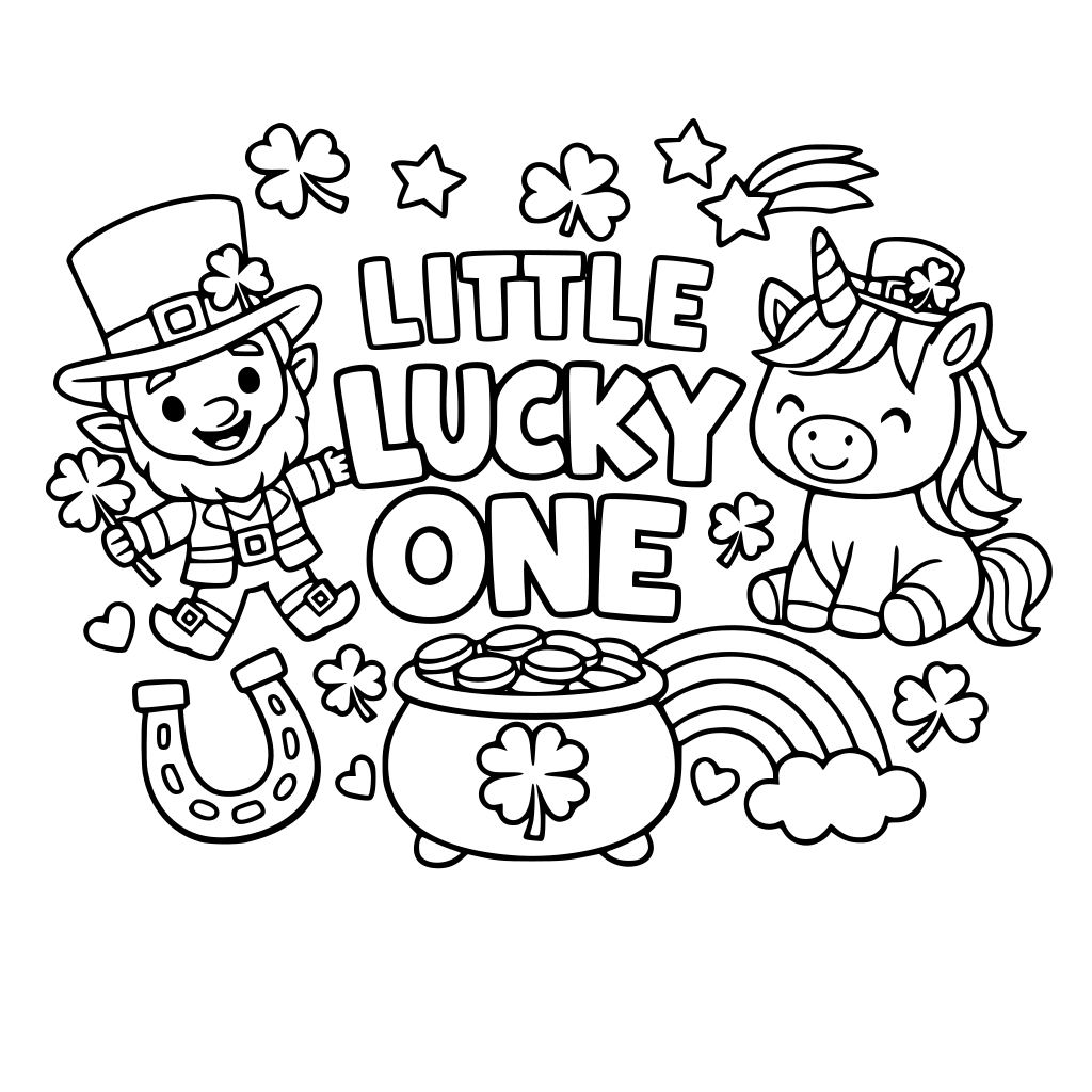 create a "lucky one" irish themed page for kids
