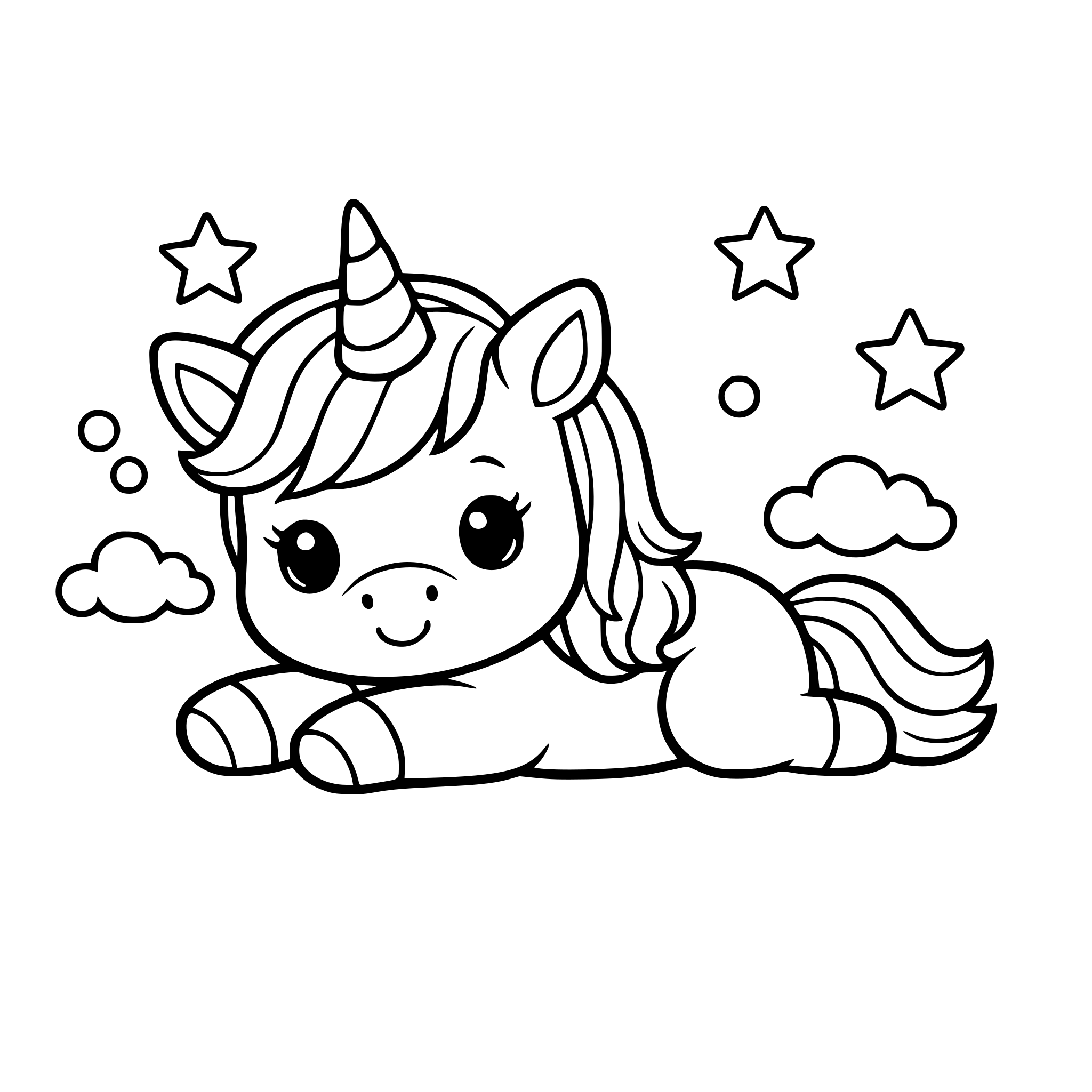 a unicorn lying on its tummy
