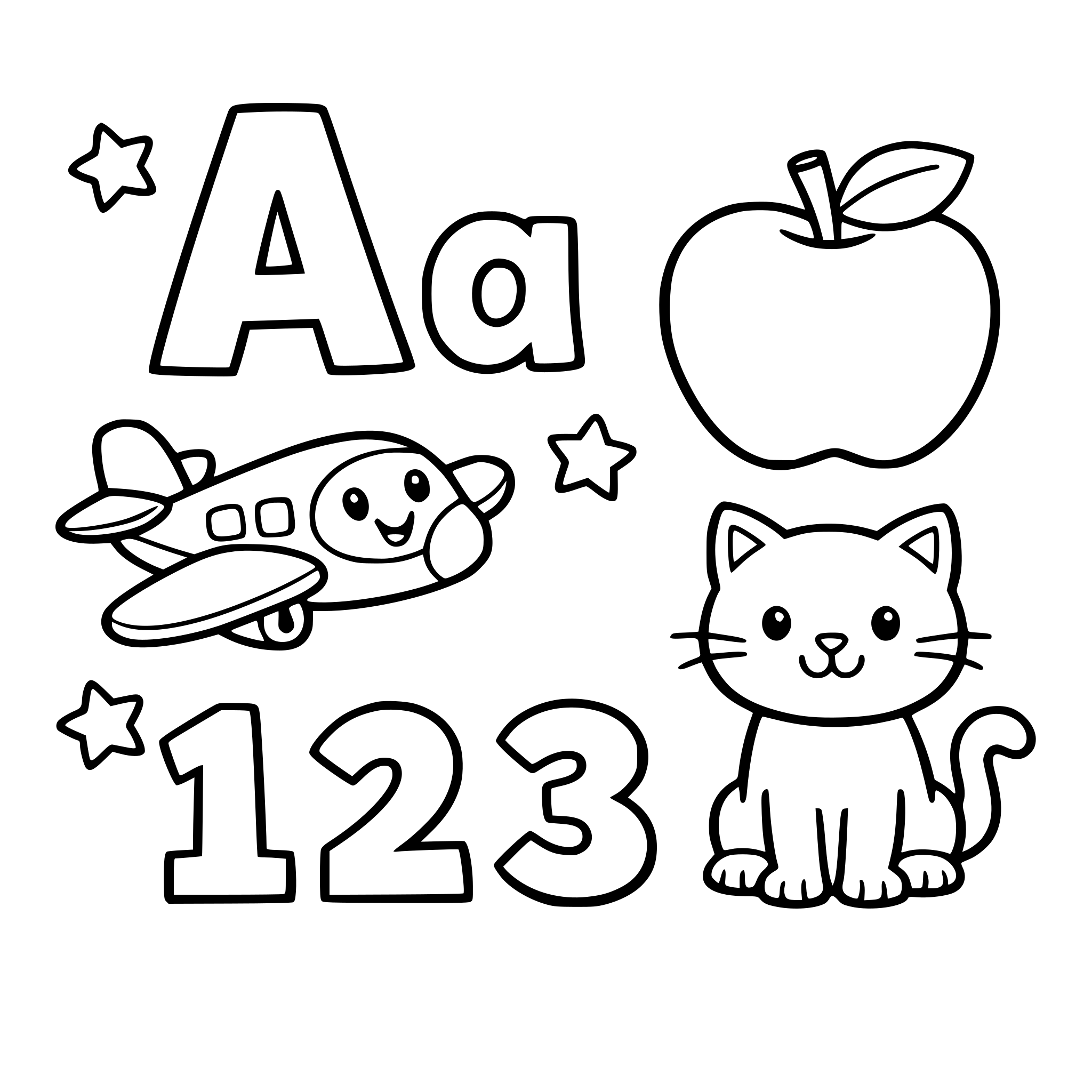 preschool level coloring with alphabet letters and numbers