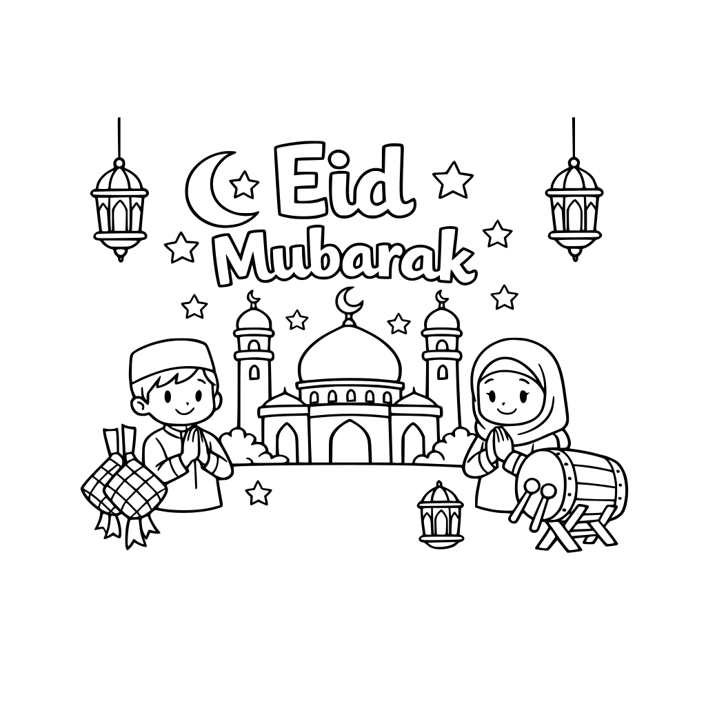 buatkan gambar untuk eid mubarok