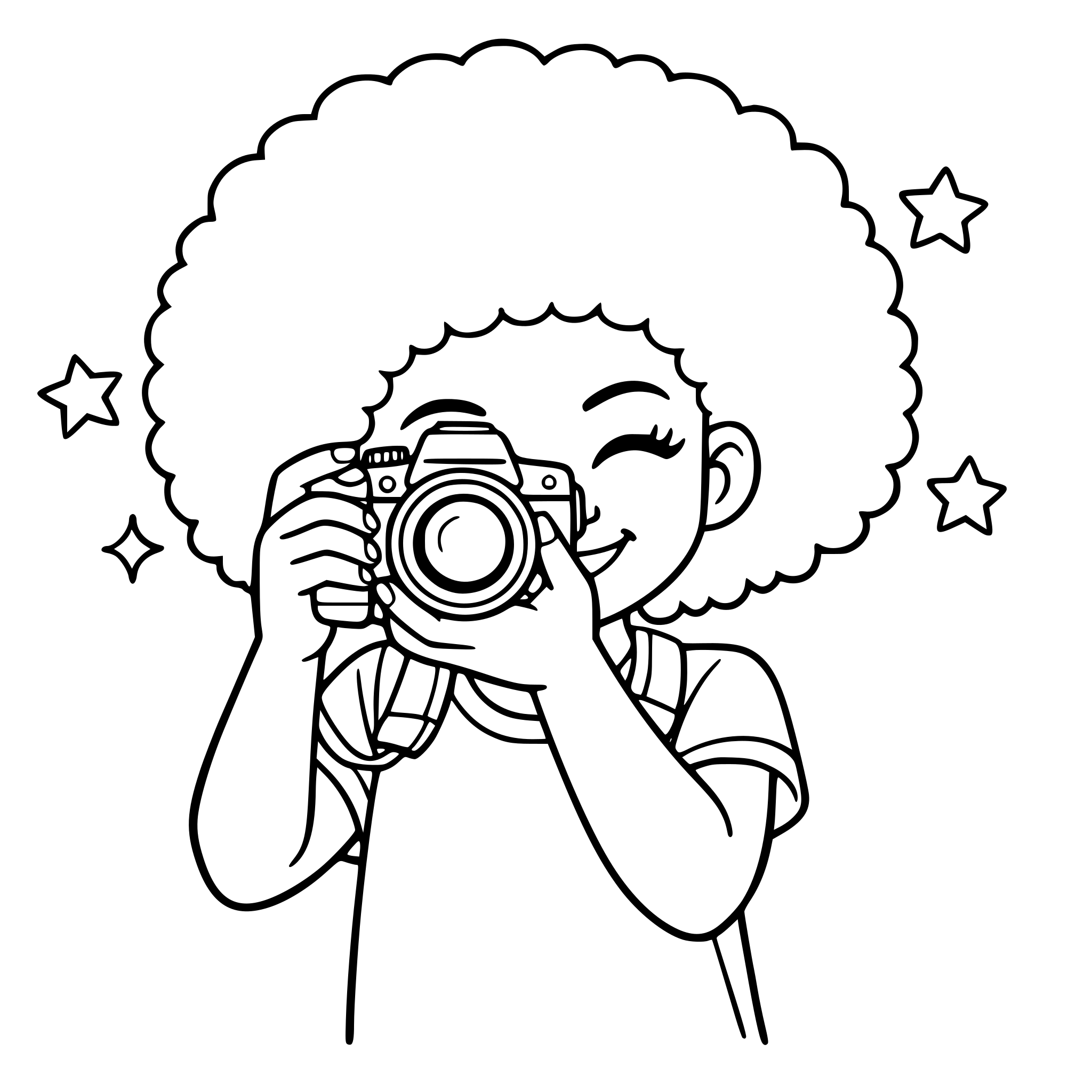 BLACK GIRL WITH AFRO TAKING PICTURE