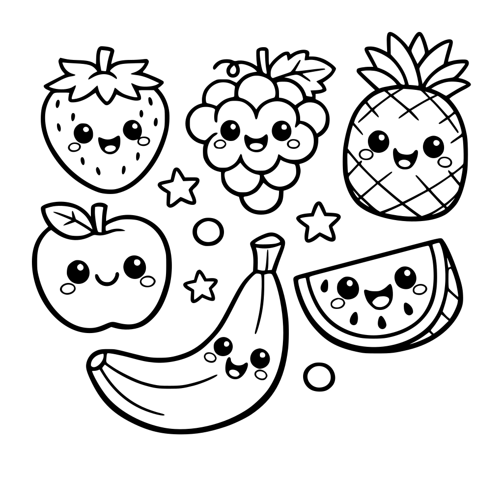 make cute coloring fruit for pre k kids