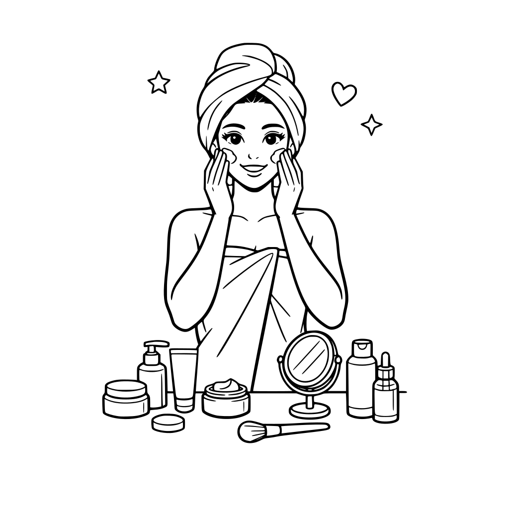 A midw 20s woman doing her skincare routine in her bathroom