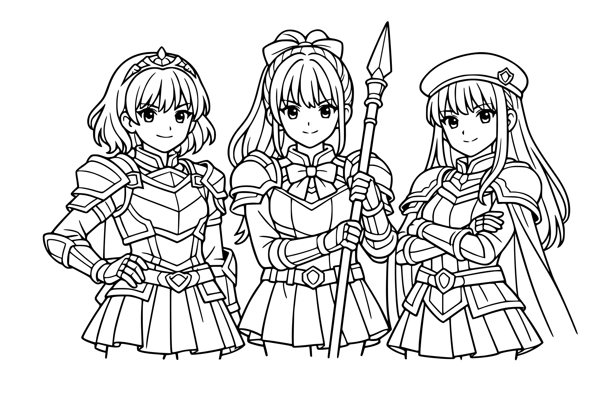 trois filles dans des armures-uniformes