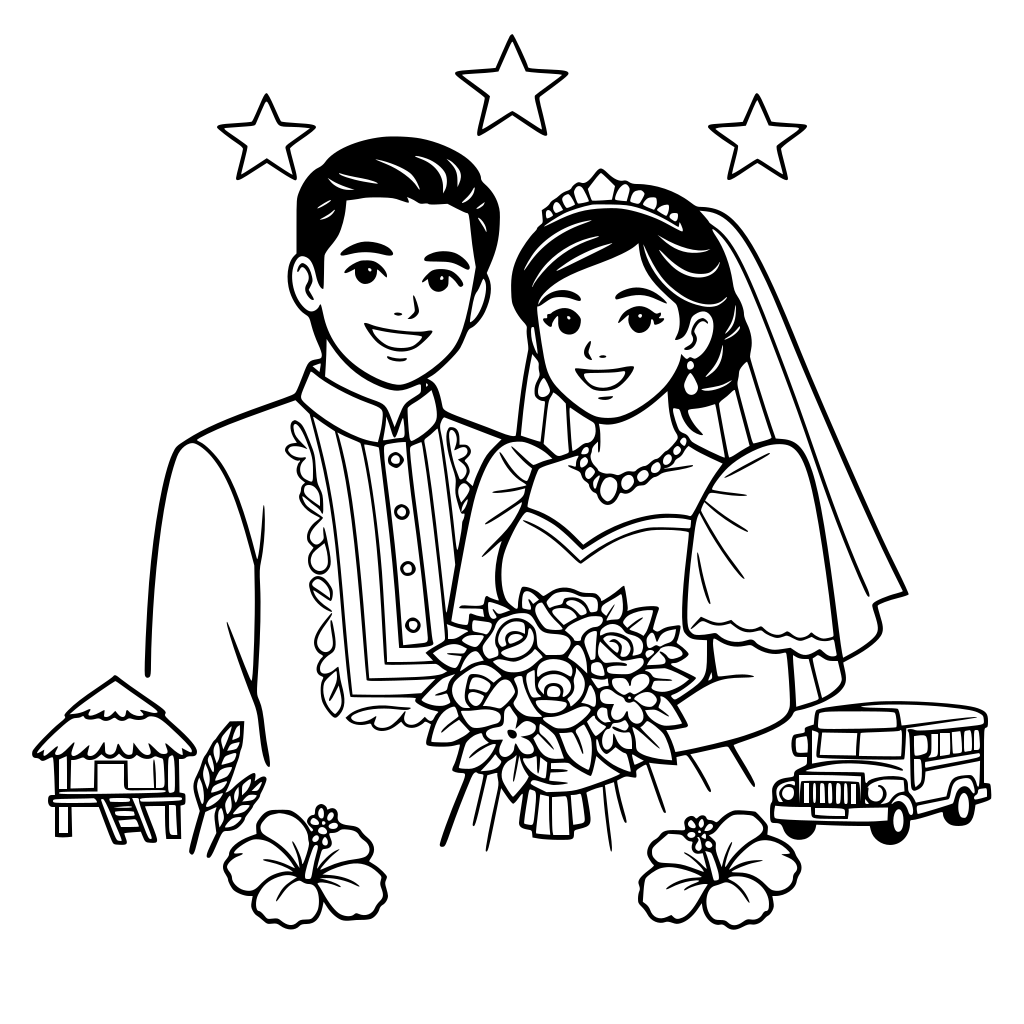 Filipino bride and groom