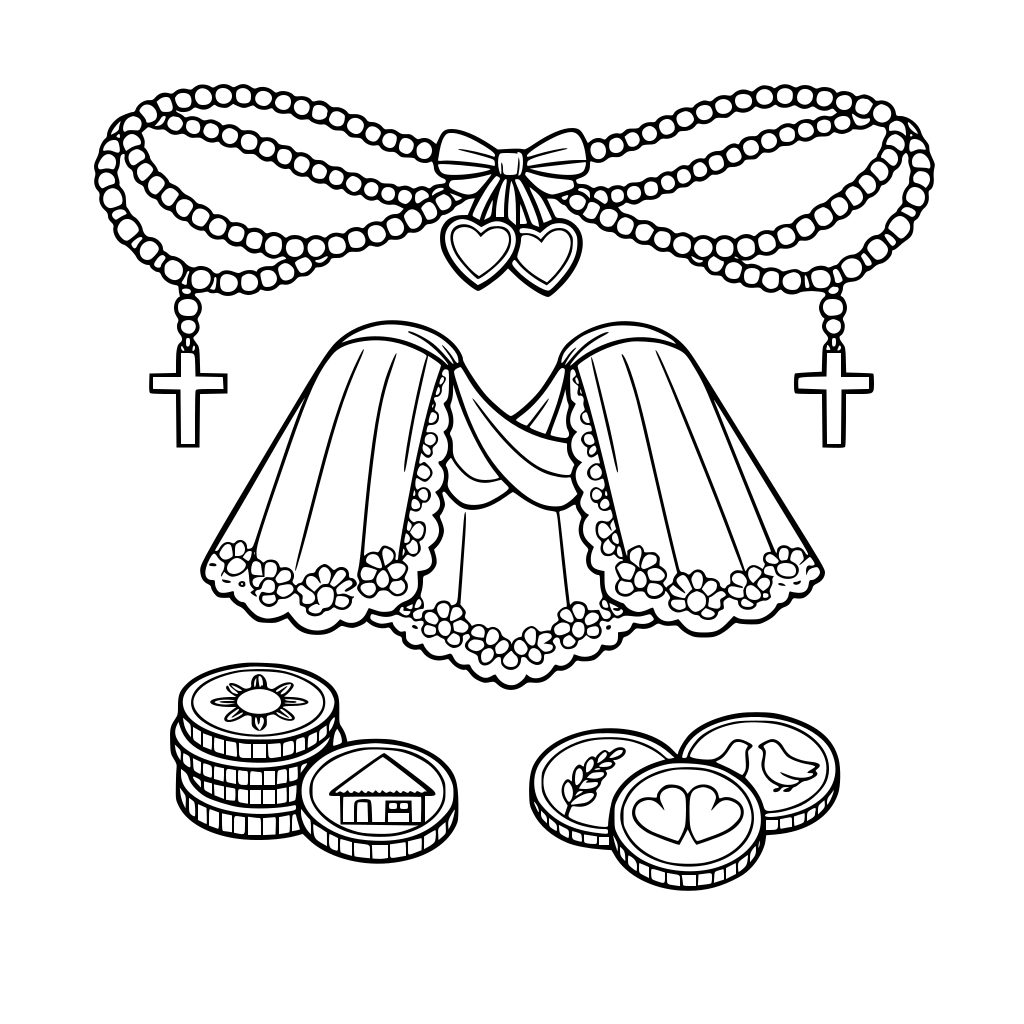 Filipino wedding cord veil coins
