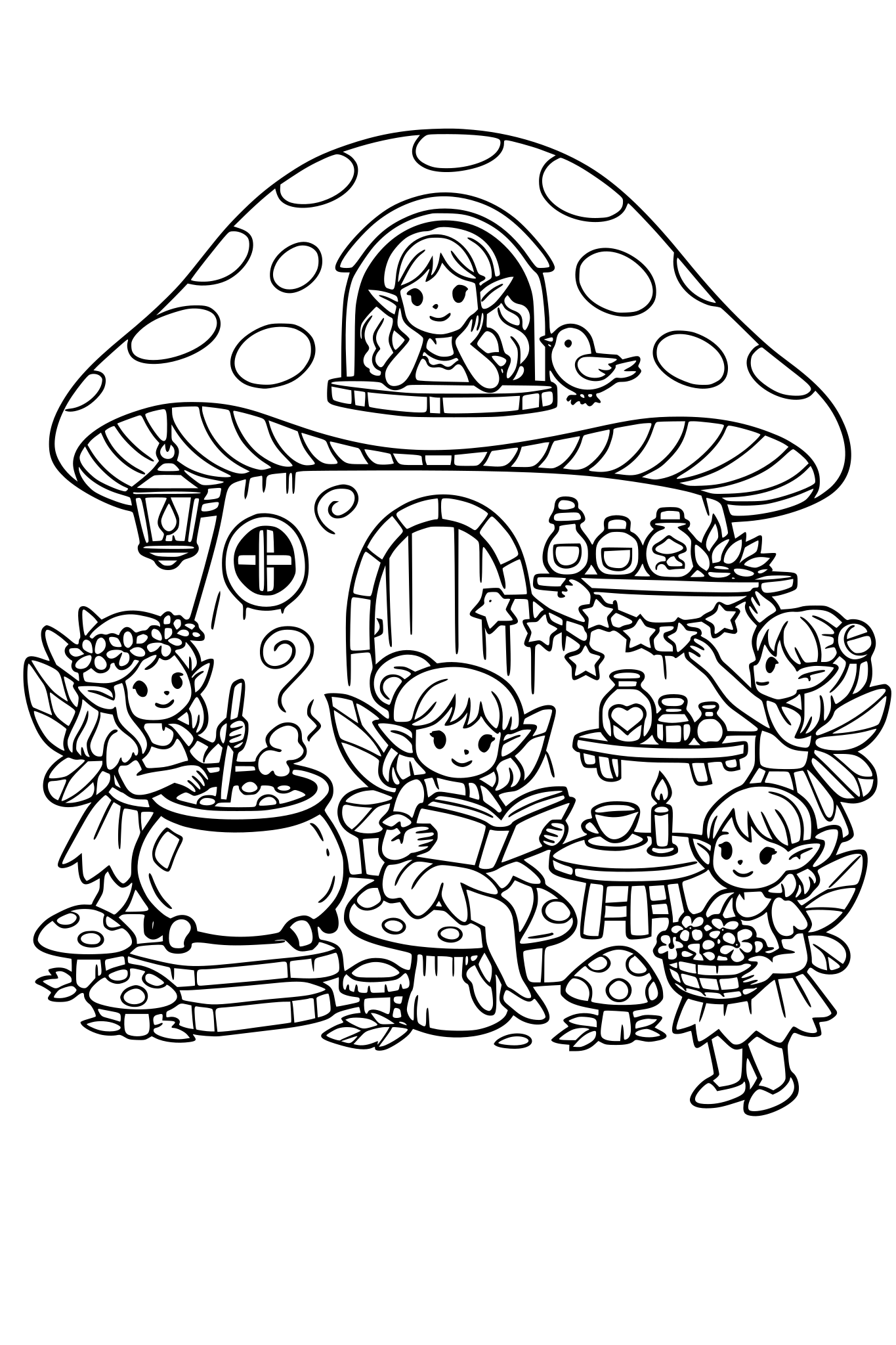 faeries in a mushroom house