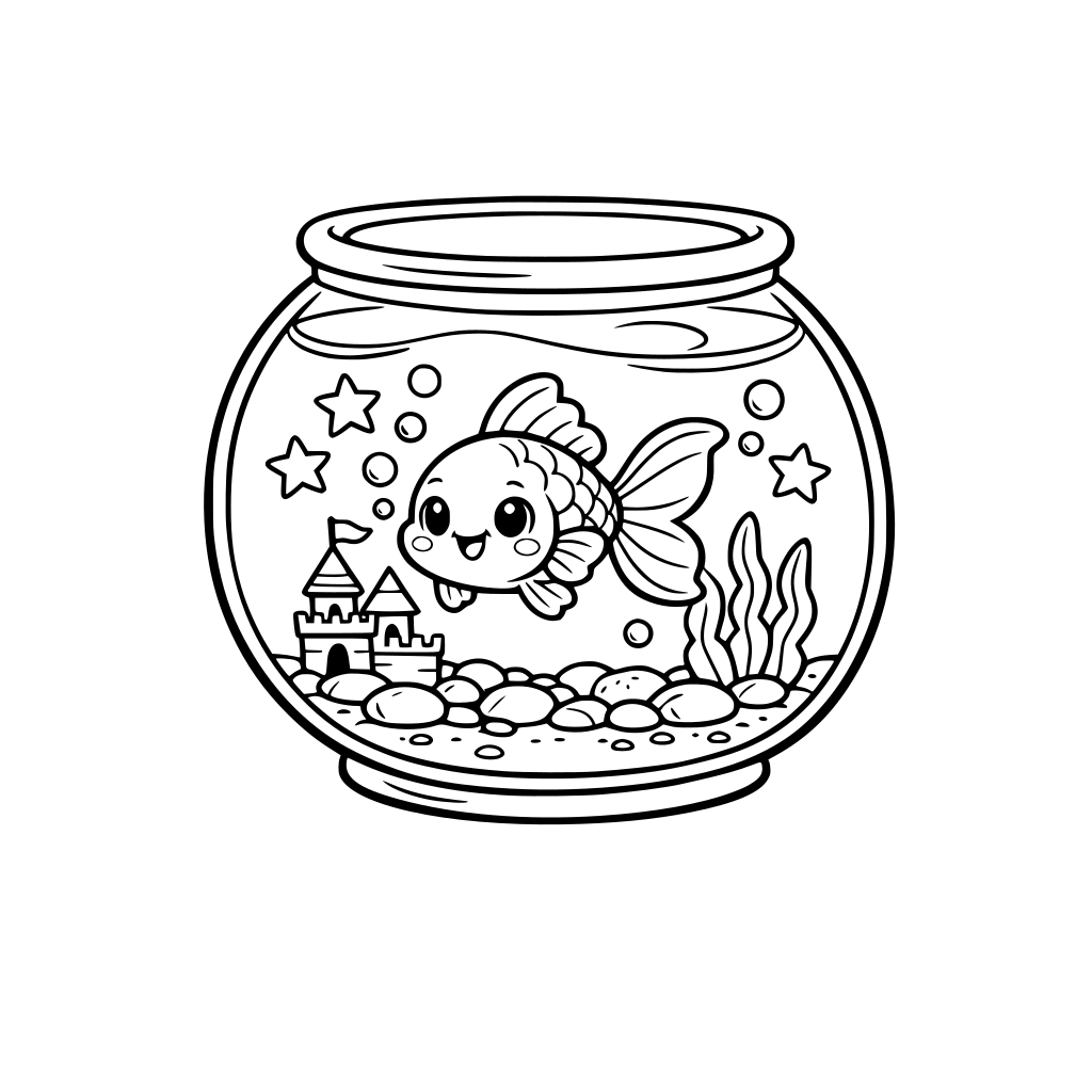 cute goldfish in fish bowl