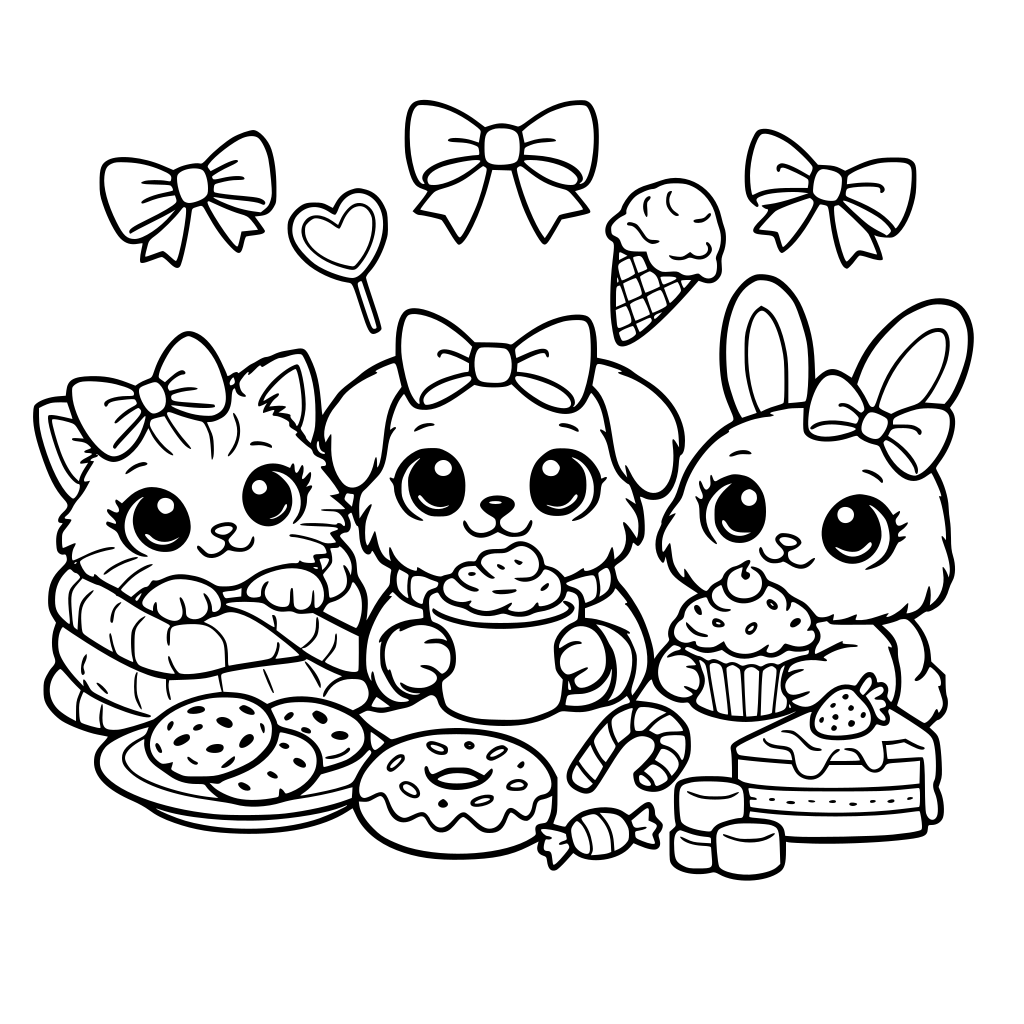 Bows, cozy, treats, big eye animals,