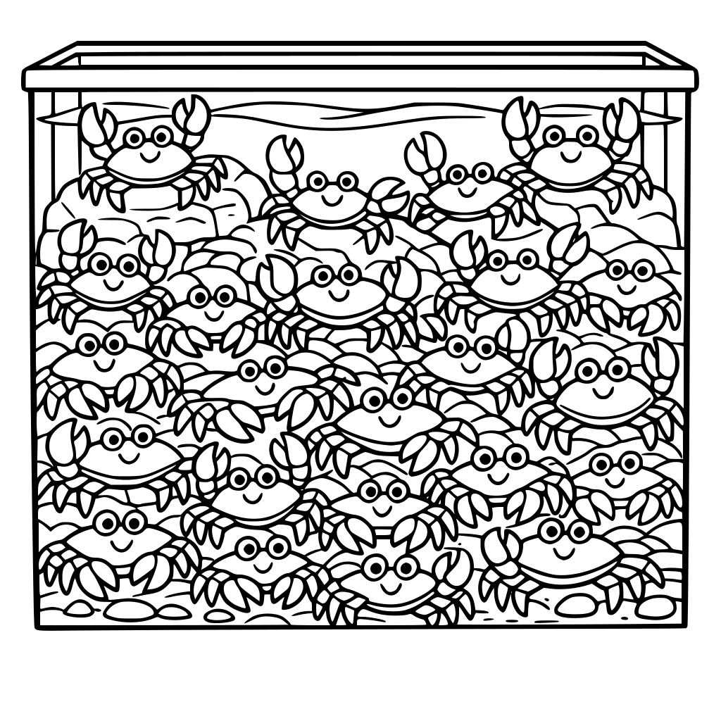 por favor dibuja una mampara grande llena de cangrejos