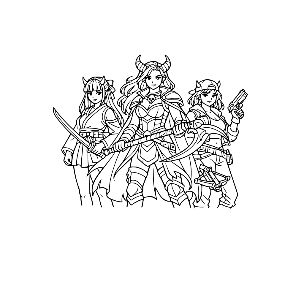 demon hunter characters rumi, meera, zoey in forest