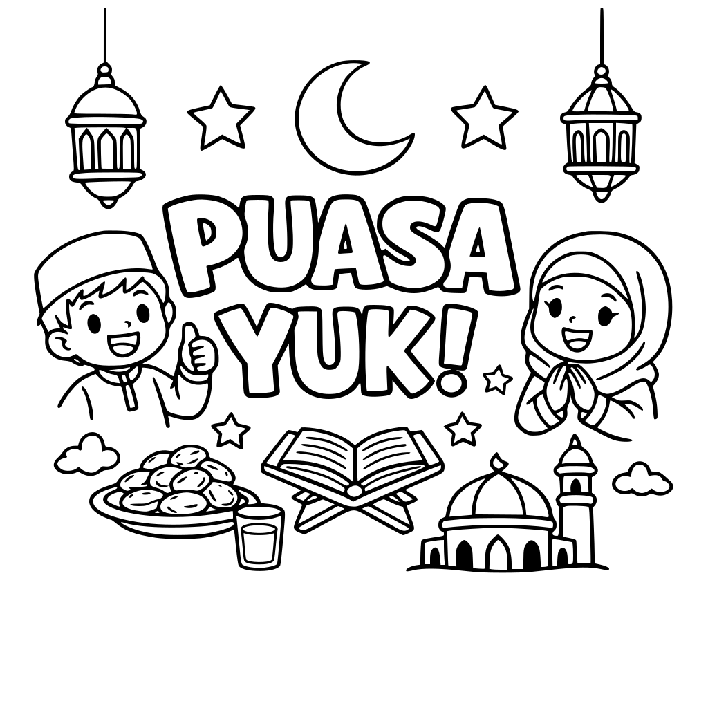 Membuat tulisan motivasi ramadan untuk anak-anak atau tulisan yang berkaitan dengan ramadan seperti puasa yuk, semangat ya, selamat berbuka, dll