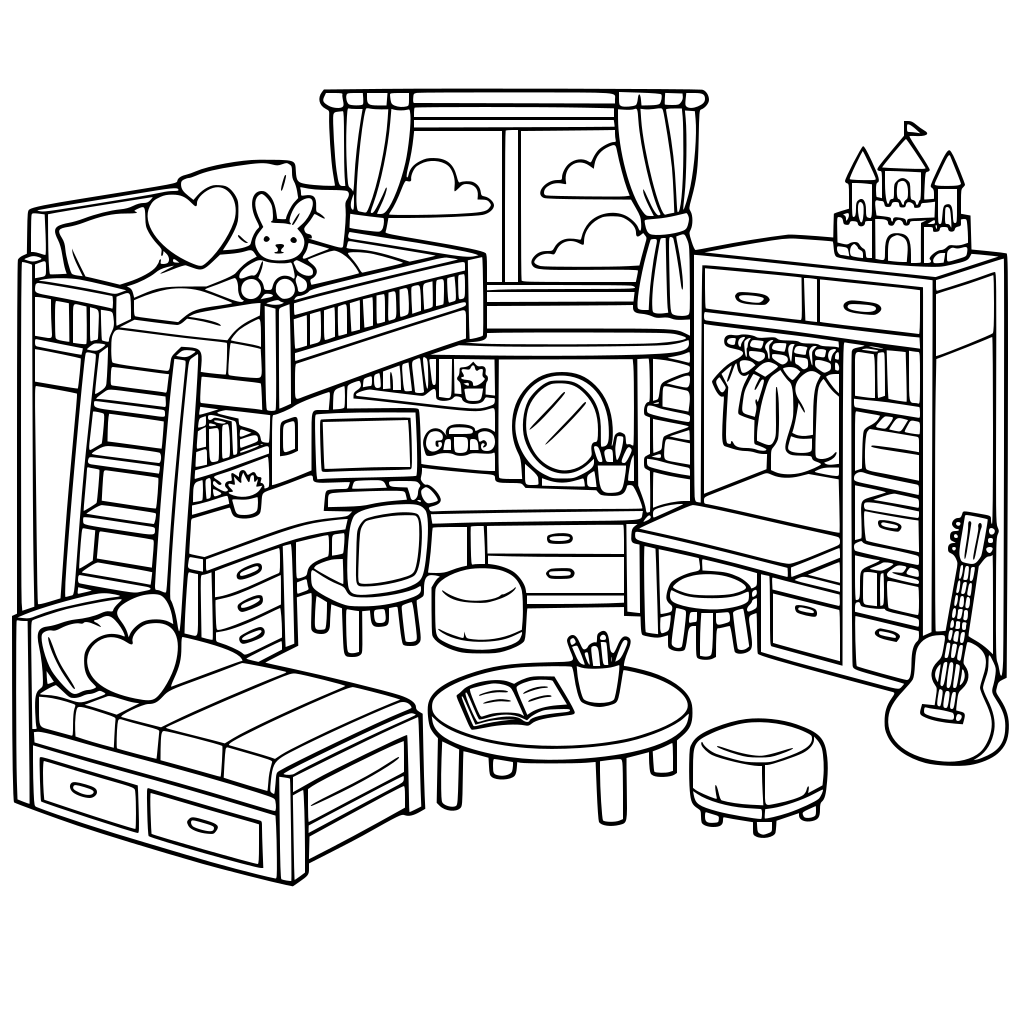 a dream room for girls with multi tasking furnitures and also add a window