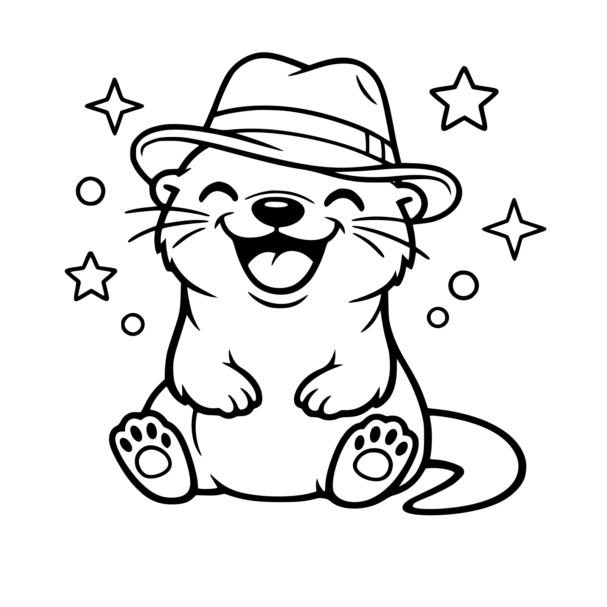 una nutria muy feliz con un sombrero
