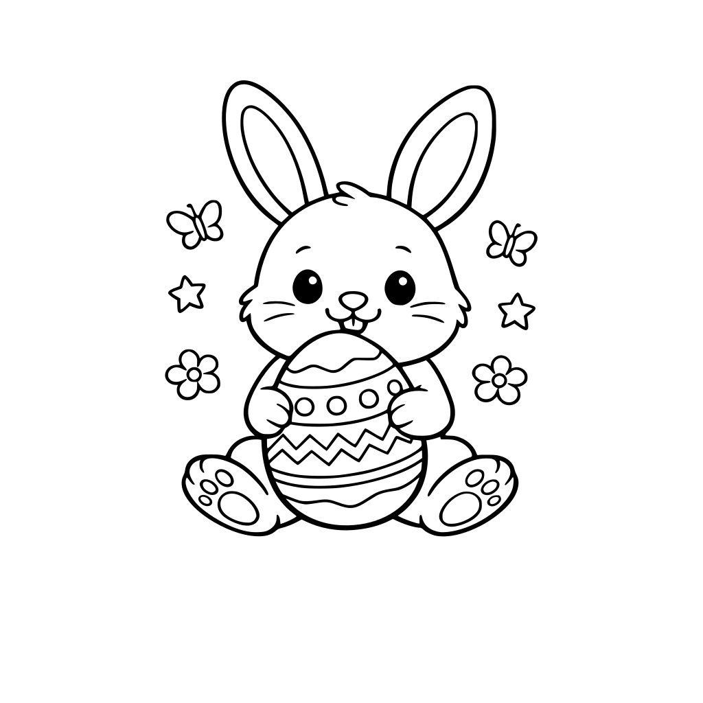 cute bunny holding an easter egg