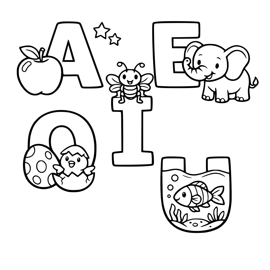 desenho das vogais para colorir