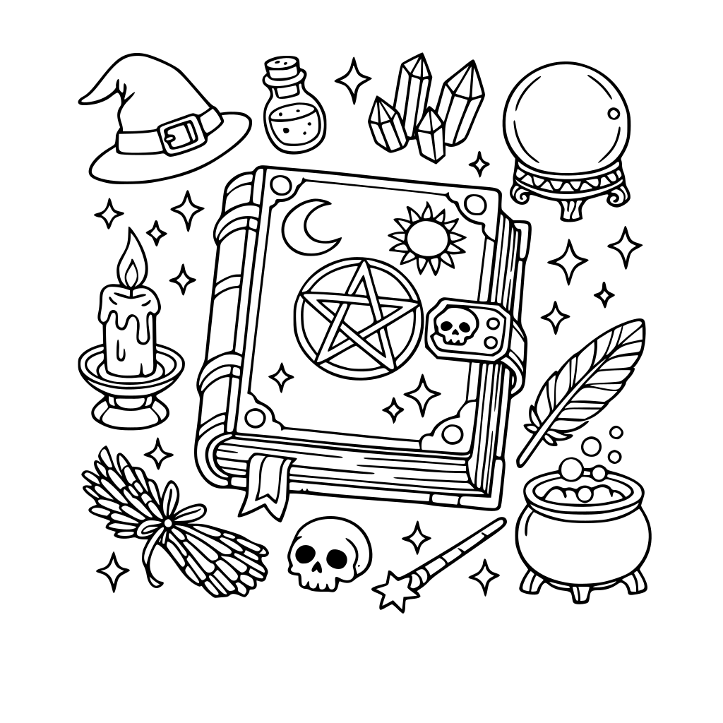 Grimorio de bruja mágico