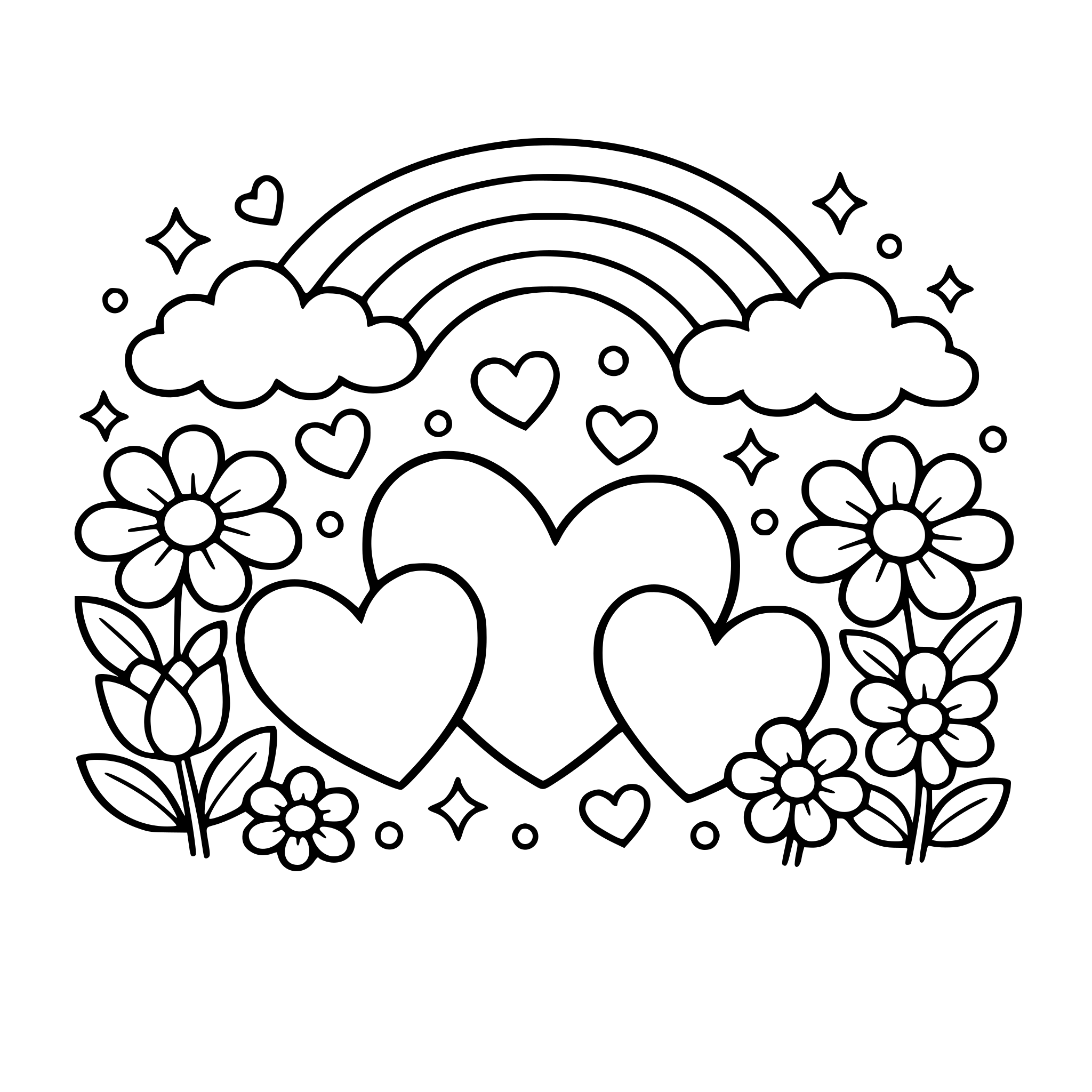 corazones, flores, arcoiris