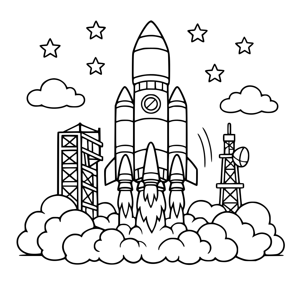 Un cohete despegando de la base de lanzamiento.