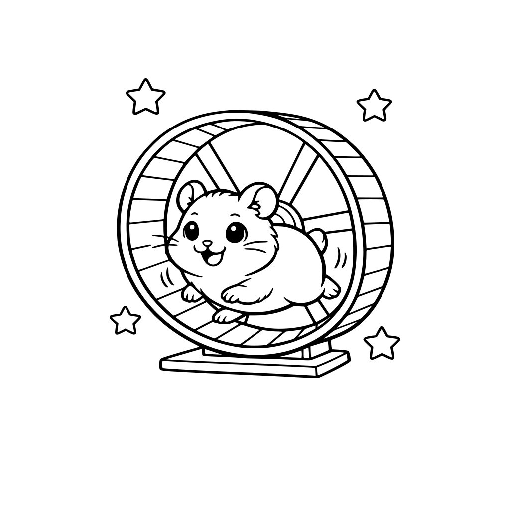 cute hamster on running wheel