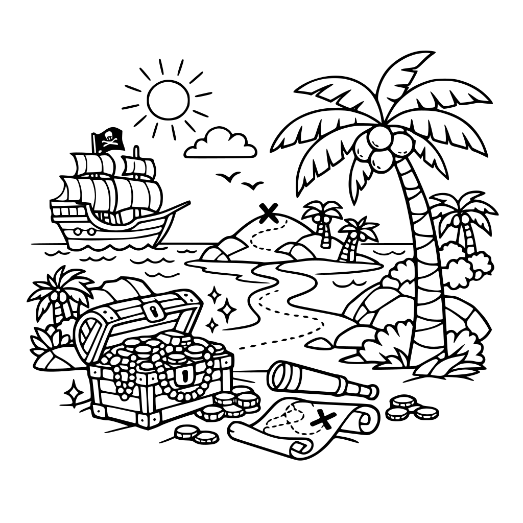 treasure island coloring page no skulls