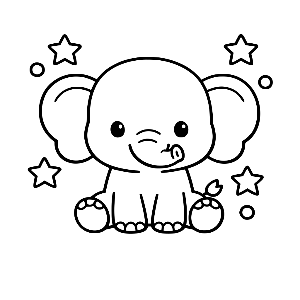 simple cute animal line art, thick black outlines, coloring book for kids ages 3-5, minimal details, white background, no shading, no color