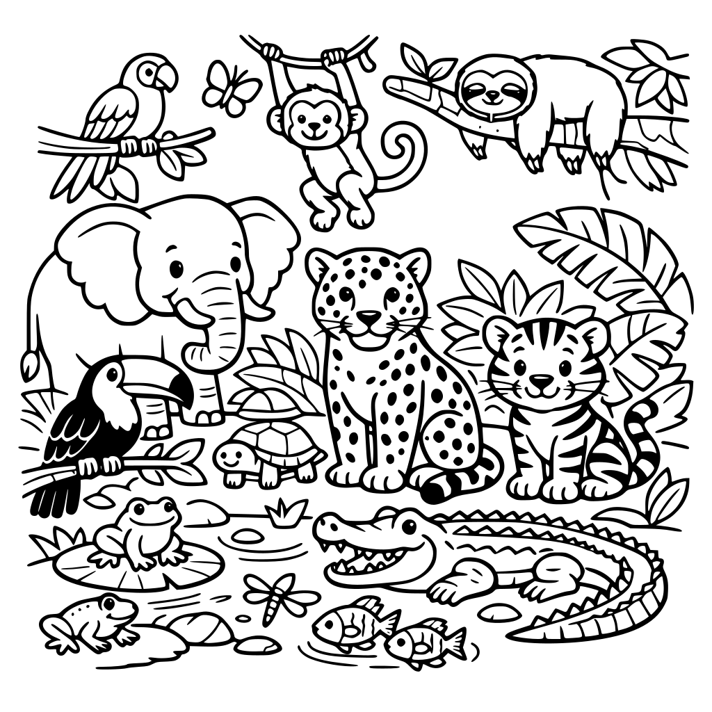 Une forêt tropicale remplie d’animaux