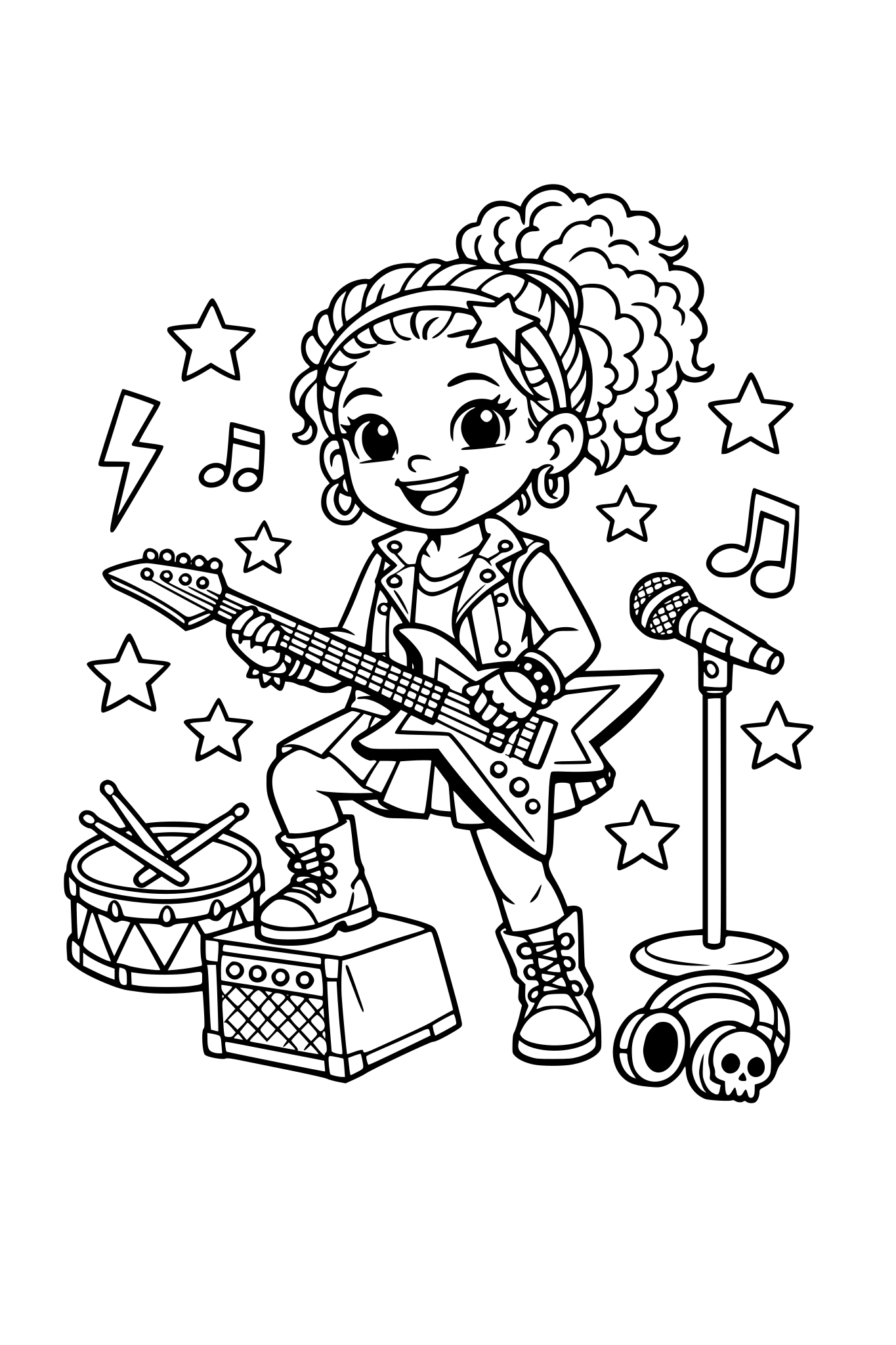 young ethnic girl rockstar