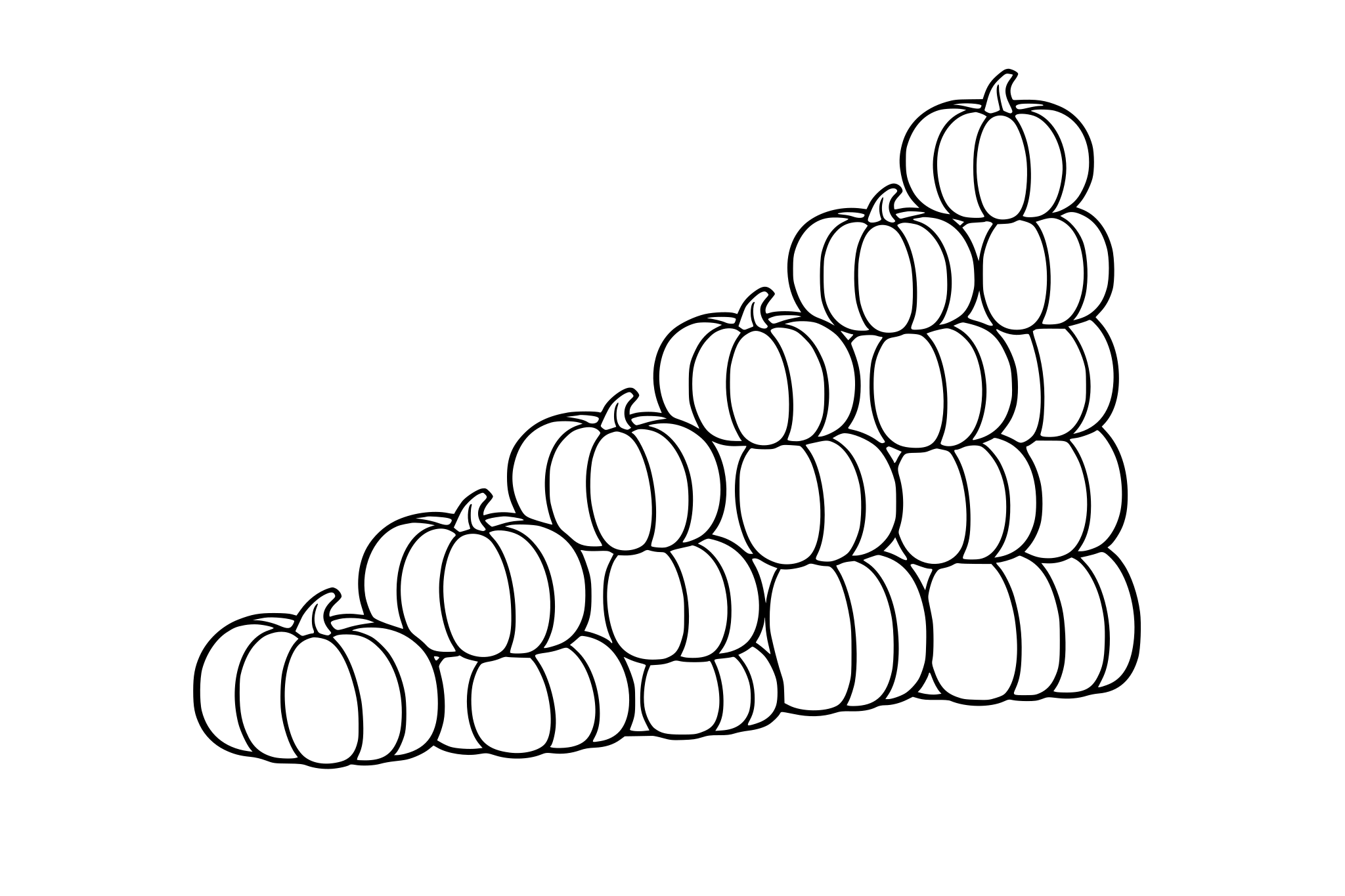 A staircase made of stacked pumpkins. Keep rounded shapes + minimal line weight variation.