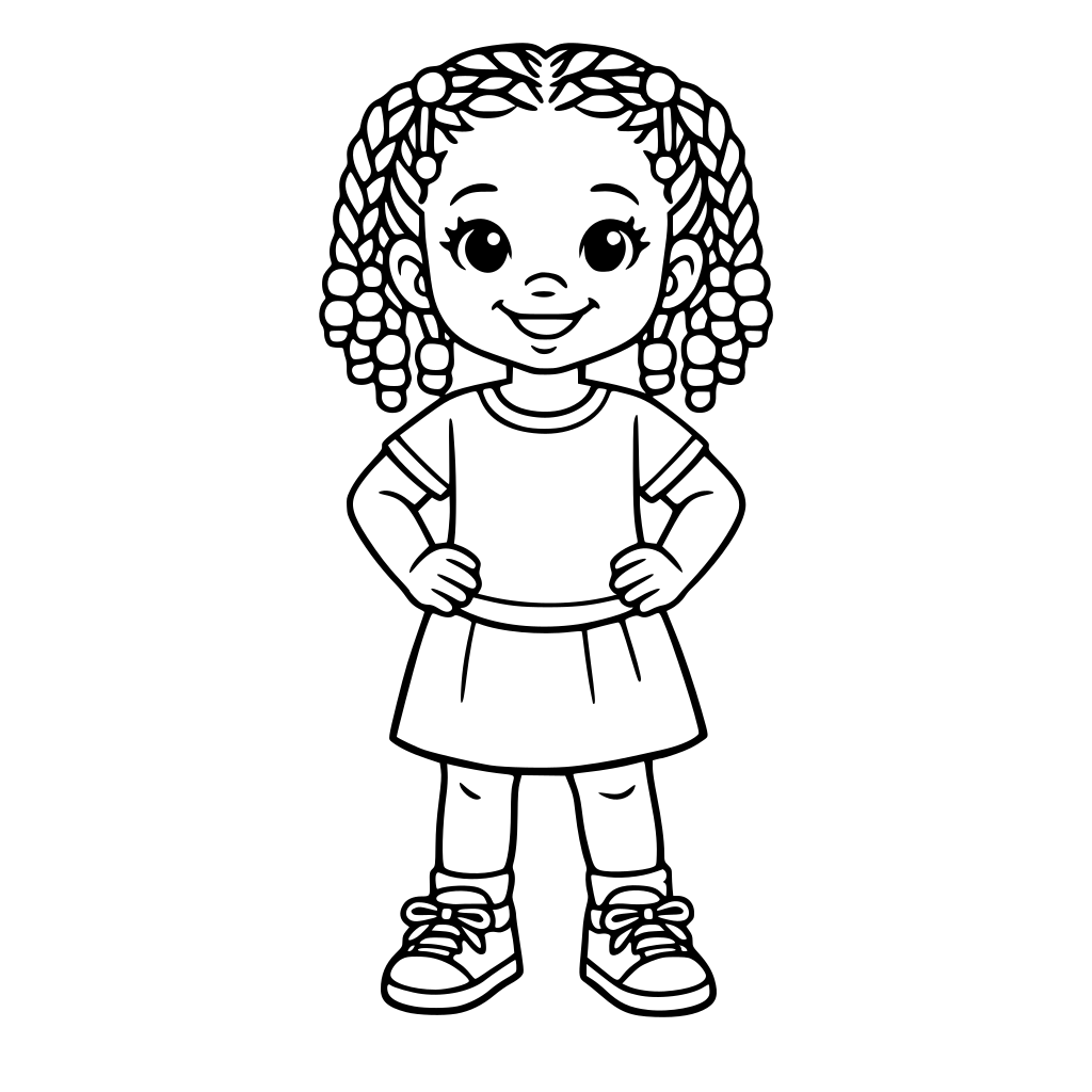 a little black girl with braids and beads