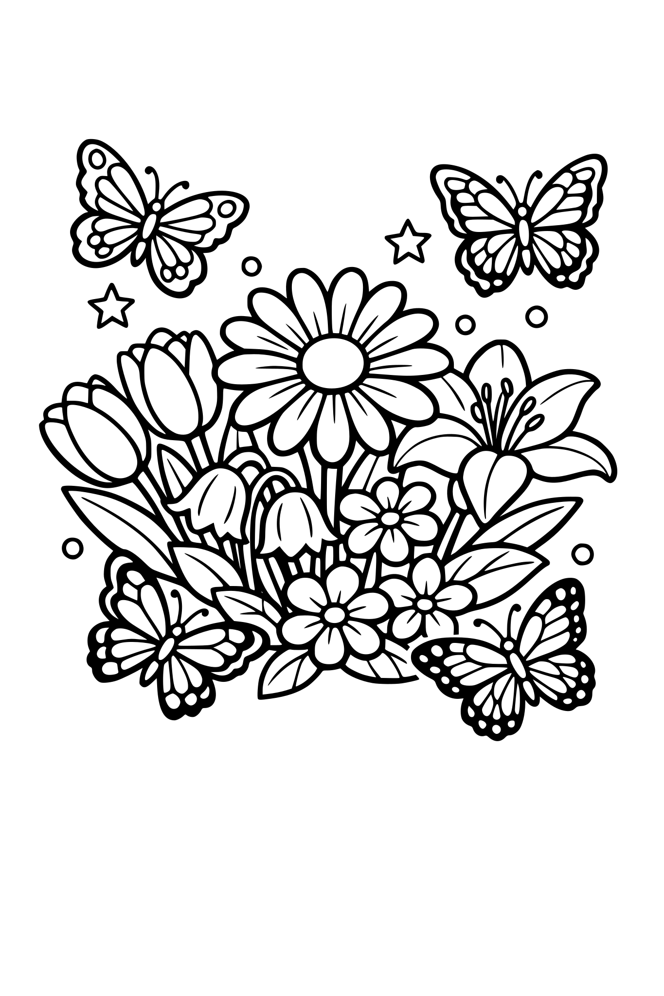 flowers blooming with butterflies